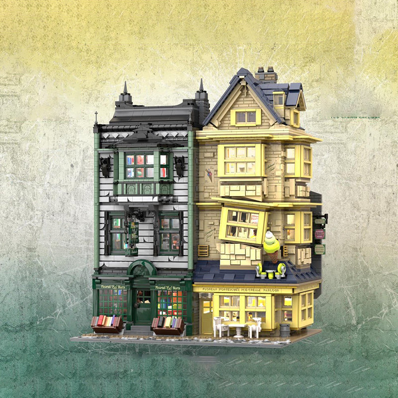 Goat Bricks Magical Movie Diagon Alley: Flourish + Blotts & Florean Fortescue's Ice Cream Parlour Building Blocks Model