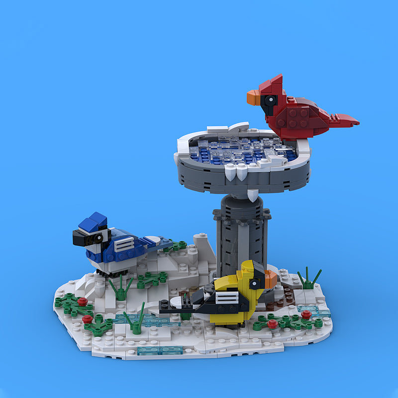 Goat Bricks Winter Bird bath Building Blocks Model