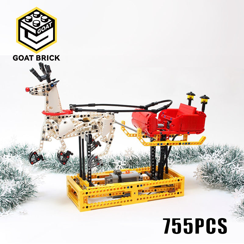 Goat Bricks Christmas Santa Sleigh Building Blocks Model