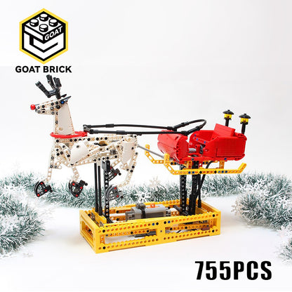 Goat Bricks Christmas Santa Sleigh Building Blocks Model