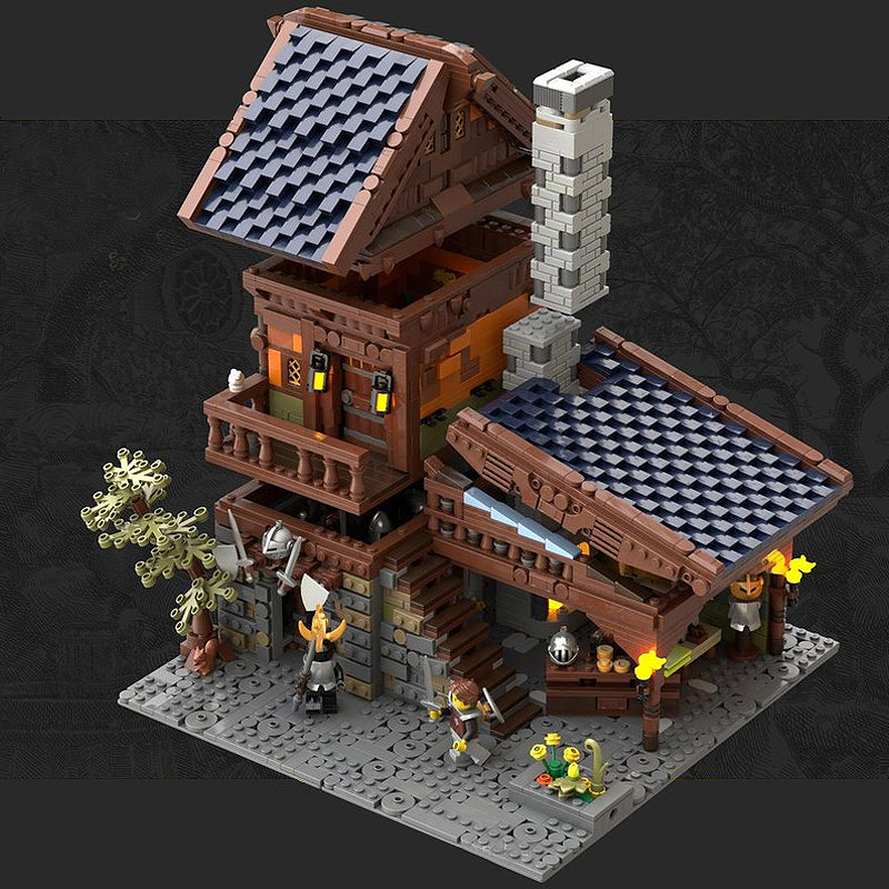 Goat Bricks MEDIEVAL MODULAR SERIES 1 - BLACKSMITH'S FORGE Building Blocks Model