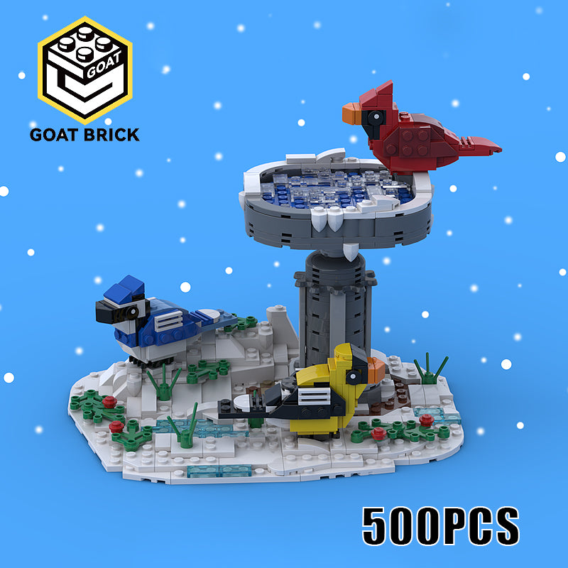 Goat Bricks Winter Bird bath Building Blocks Model