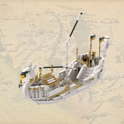 Goat Bricks Lothlorien Swan Ship Building Blocks Model