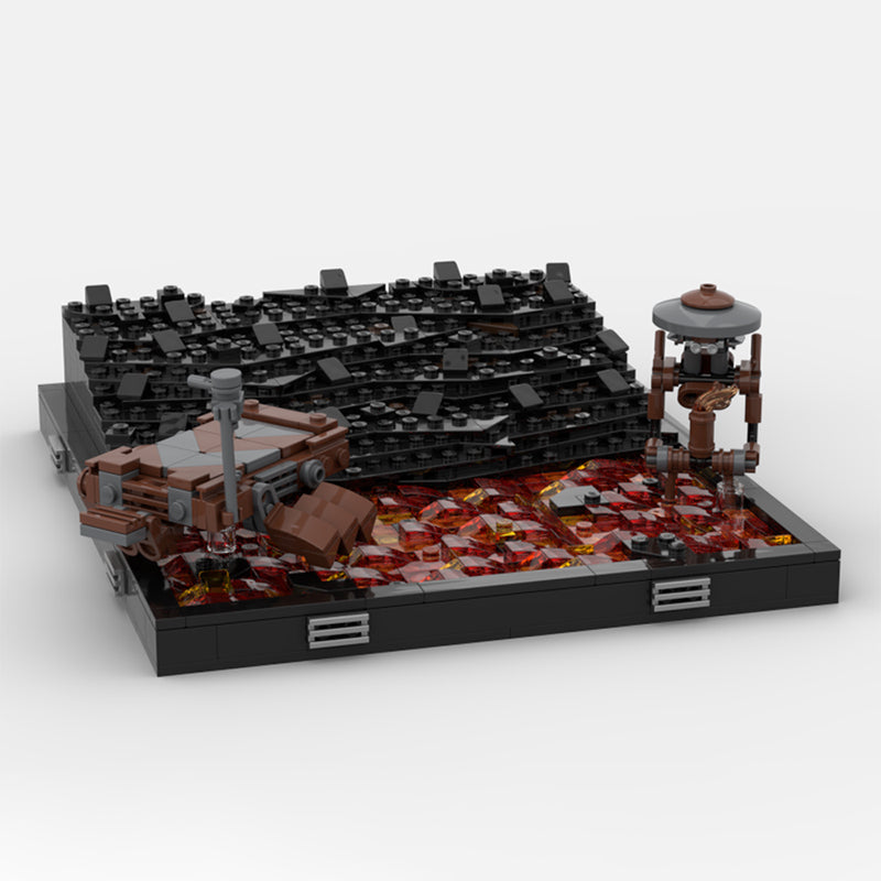 Goat Bricks Star Movie Mustafar duel Diorama Building Blocks Model