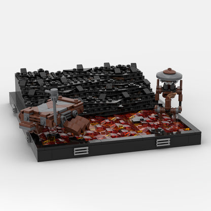 Goat Bricks Star Movie Mustafar duel Diorama Building Blocks Model
