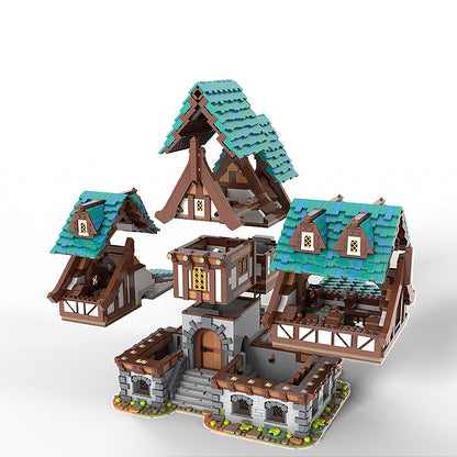 Goat Bricks Drunken Dragon Medieval Tavern Building Blocks Model
