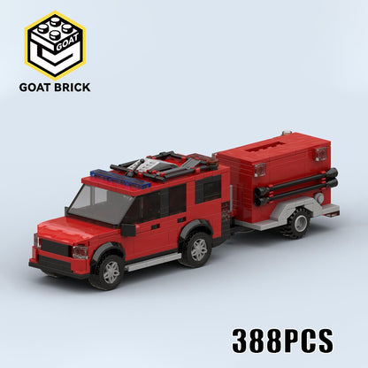 Goat Bricks Dutch Fire Off-road Vehicle with Trailer Building Blocks Model