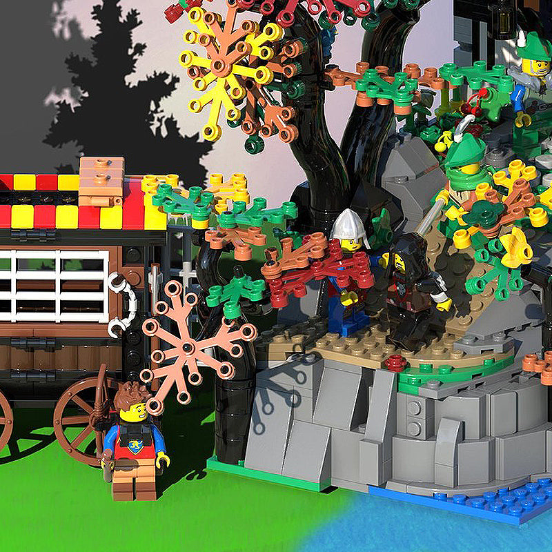 Goat Bricks Forest Cottage by the River Building Blocks Model