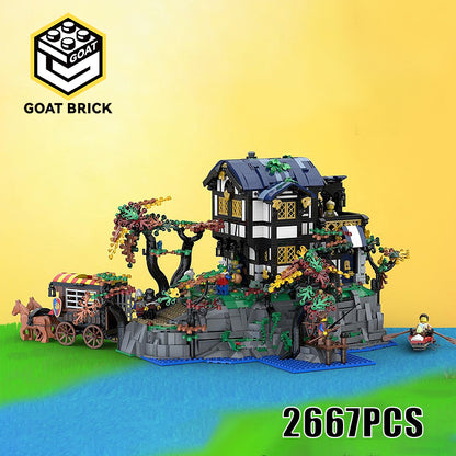 Goat Bricks Forest Cottage by the River Building Blocks Model