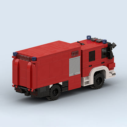 Goat Bricks German Fire Logistics Truck Building Blocks Model
