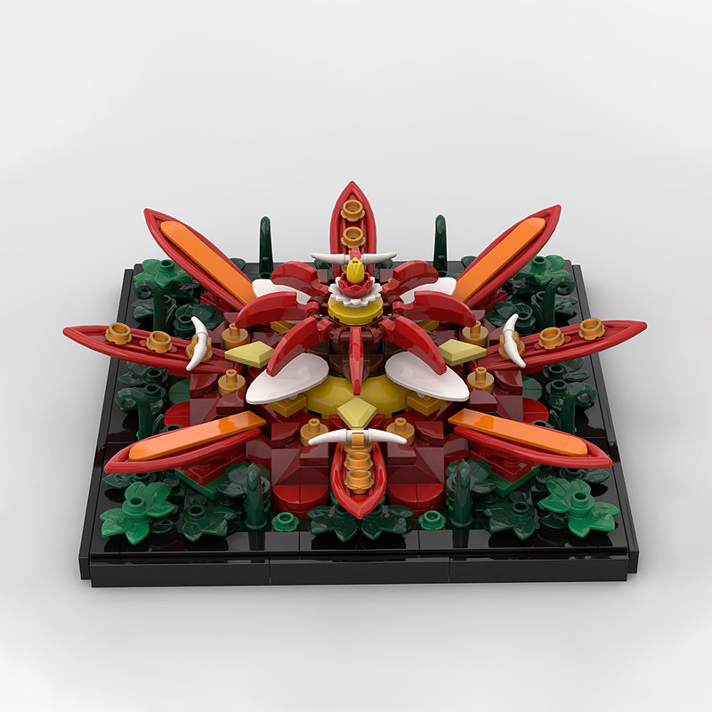 Goat Bricks Mandala - Flower - Red Building Blocks Model
