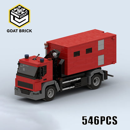 Goat Bricks Ridderkerk Fire Hooklift with Air Container Building Blocks Model