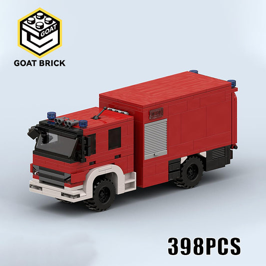 Goat Bricks German Fire Logistics Truck Building Blocks Model