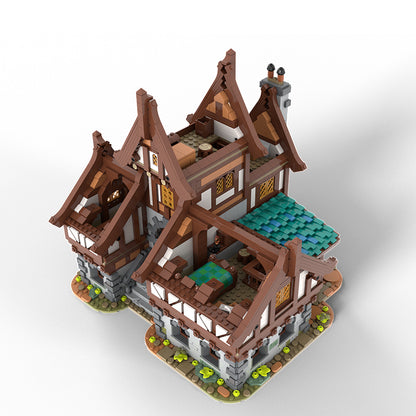 Goat Bricks Drunken Dragon Medieval Tavern Building Blocks Model