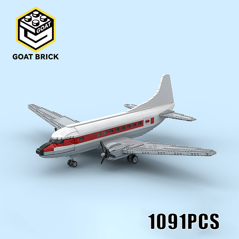 Goat Bricks Vintage Commuter Airliner Building Blocks Model