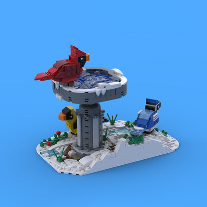 Goat Bricks Winter Bird bath Building Blocks Model