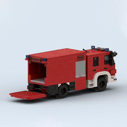 Goat Bricks German Fire Logistics Truck Building Blocks Model