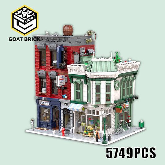 Goat Bricks Clock Shop Corner Building Blocks Model