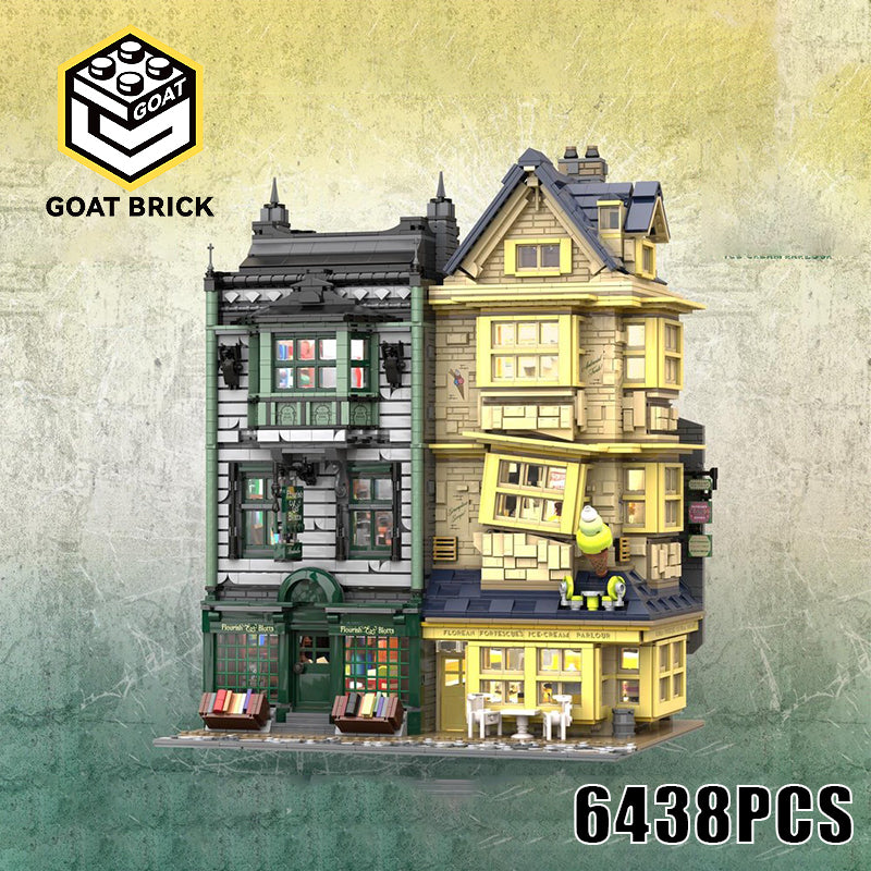 Goat Bricks Magical Movie Diagon Alley: Flourish + Blotts & Florean Fortescue's Ice Cream Parlour Building Blocks Model