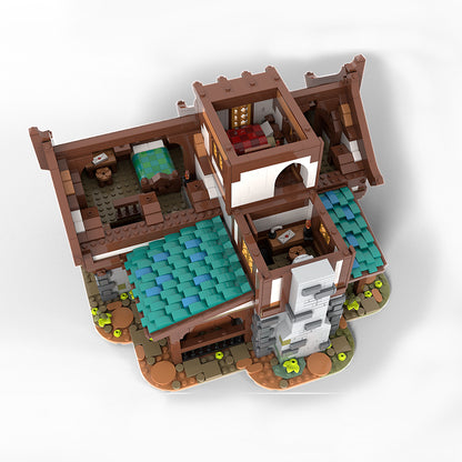 Goat Bricks Drunken Dragon Medieval Tavern Building Blocks Model