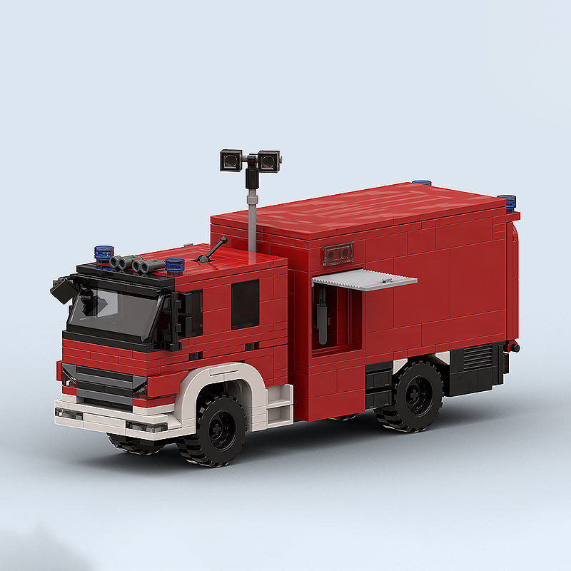 Goat Bricks German Fire Logistics Truck Building Blocks Model