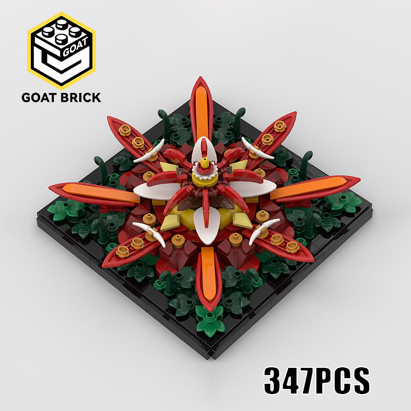Goat Bricks Mandala - Flower - Red Building Blocks Model