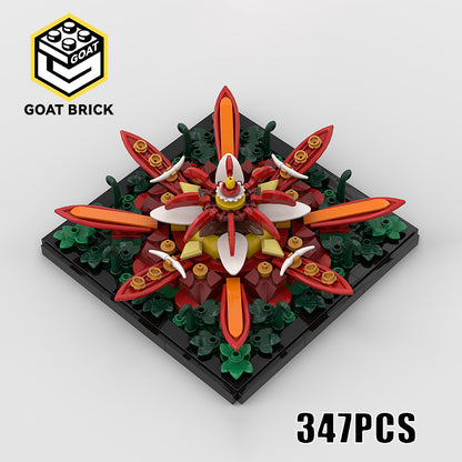 Goat Bricks Mandala - Flower - Red Building Blocks Model