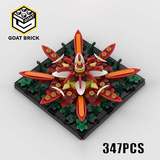 Goat Bricks Mandala - Flower - Red Building Blocks Model