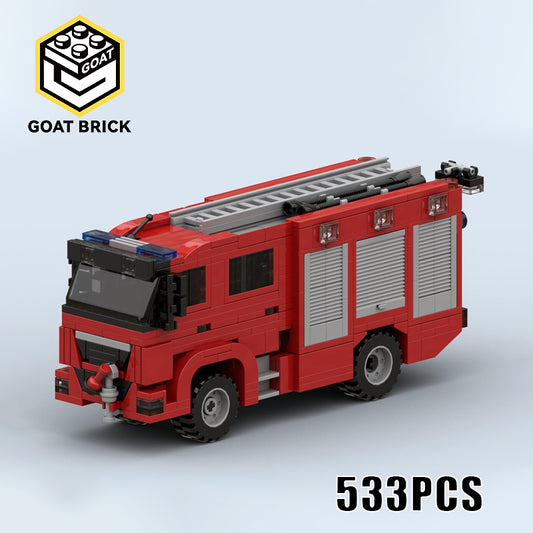 Goat Bricks Lunteren Fire Engine 4x4 Building Blocks Model