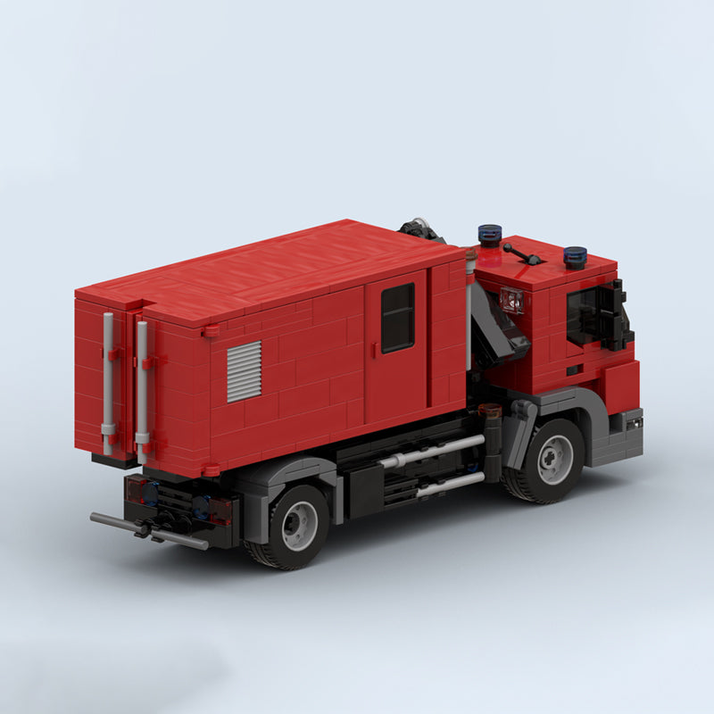 Goat Bricks Ridderkerk Fire Hooklift with Air Container Building Blocks Model