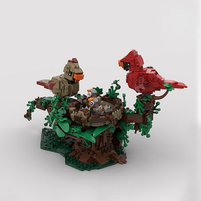 Goat Bricks Northern Cardinals with Nest Building Blocks Model