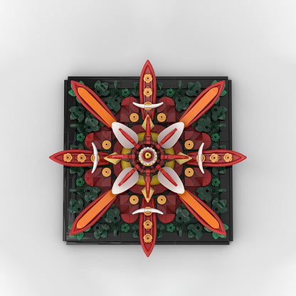 Goat Bricks Mandala - Flower - Red Building Blocks Model