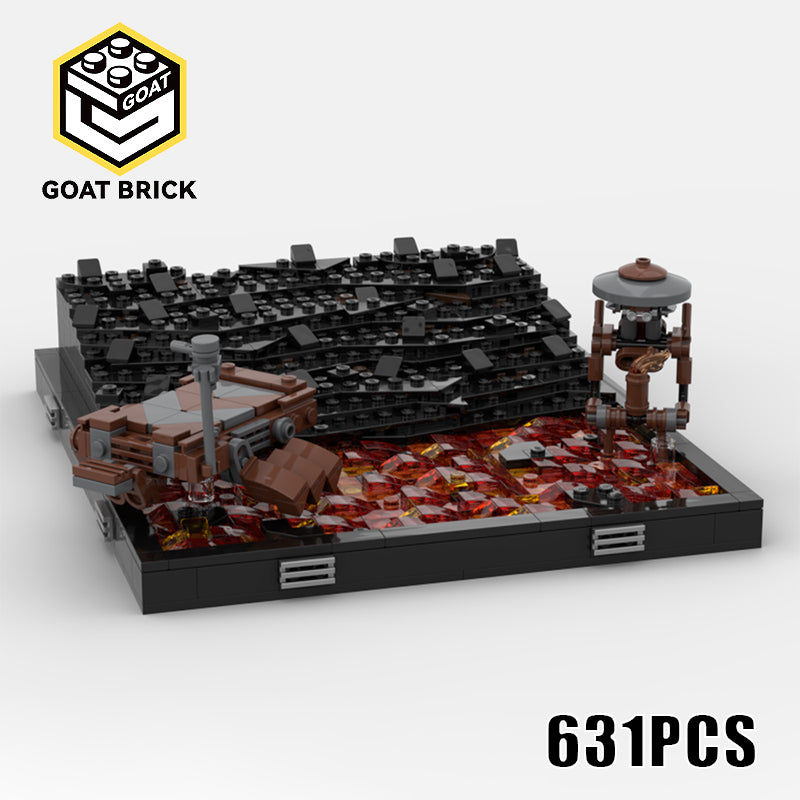 Goat Bricks Star Movie Mustafar duel Diorama Building Blocks Model