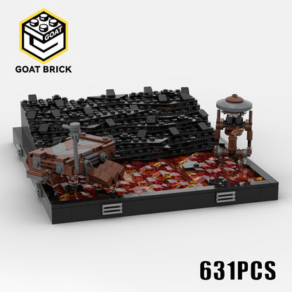 Goat Bricks Star Movie Mustafar duel Diorama Building Blocks Model
